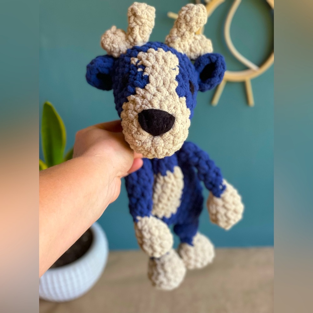 Ready to Ship Handmade Crochet Blue Deer